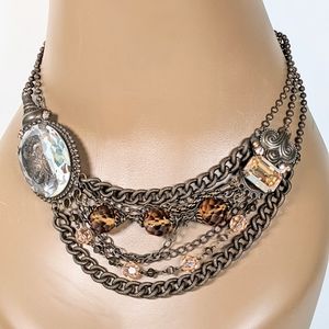 Sorrelli crystal bib style multi strand choker FIR